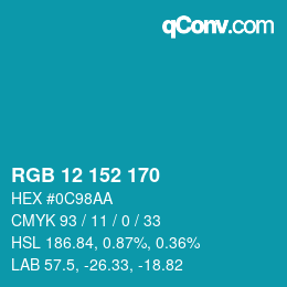 Color code: RGB 12 152 170 | qconv.com