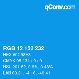 Color code: RGB 12 152 232 | qconv.com