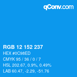 Color code: RGB 12 152 237 | qconv.com