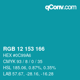 Color code: RGB 12 153 166 | qconv.com