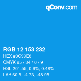Color code: RGB 12 153 232 | qconv.com