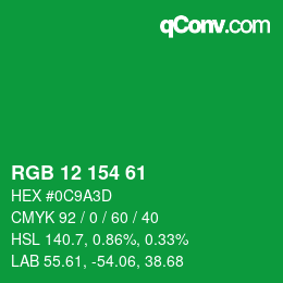 Color code: RGB 12 154 61 | qconv.com