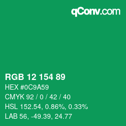 Color code: RGB 12 154 89 | qconv.com