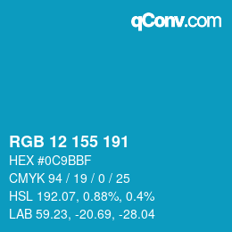 颜色代码: RGB 12 155 191 | qconv.com