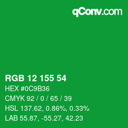 Color code: RGB 12 155 54 | qconv.com