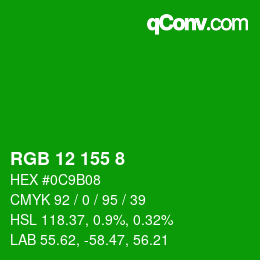 Color code: RGB 12 155 8 | qconv.com