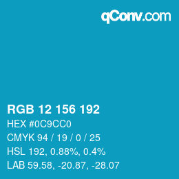 Color code: RGB 12 156 192 | qconv.com