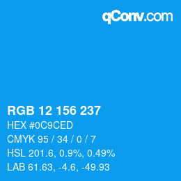 Color code: RGB 12 156 237 | qconv.com