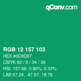 Color code: RGB 12 157 103 | qconv.com