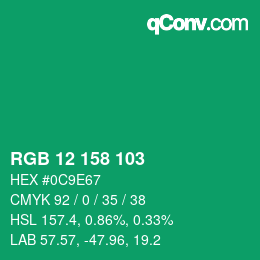 Color code: RGB 12 158 103 | qconv.com