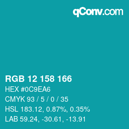 Color code: RGB 12 158 166 | qconv.com
