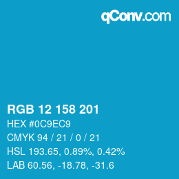 Color code: RGB 12 158 201 | qconv.com