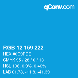 カラーコード: RGB 12 159 222 | qconv.com