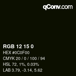 Color code: RGB 12 15 0 | qconv.com