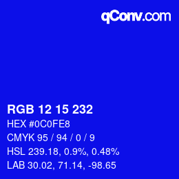 Color code: RGB 12 15 232 | qconv.com