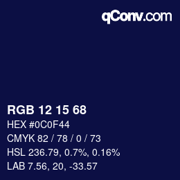Color code: RGB 12 15 68 | qconv.com