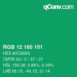 Color code: RGB 12 160 101 | qconv.com