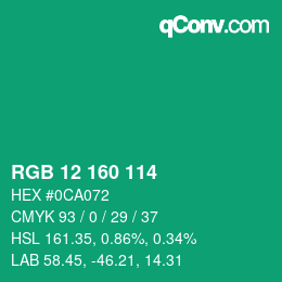 Color code: RGB 12 160 114 | qconv.com