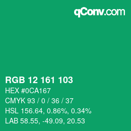 Color code: RGB 12 161 103 | qconv.com