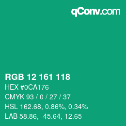 Color code: RGB 12 161 118 | qconv.com
