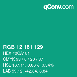 Color code: RGB 12 161 129 | qconv.com