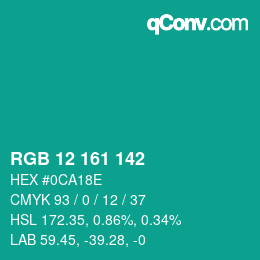Color code: RGB 12 161 142 | qconv.com