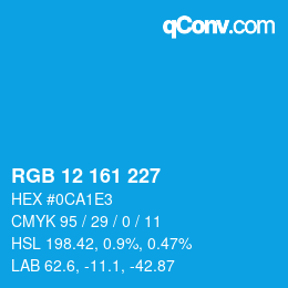 Color code: RGB 12 161 227 | qconv.com