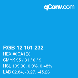 Color code: RGB 12 161 232 | qconv.com