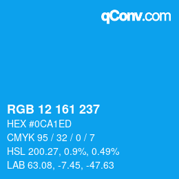 Color code: RGB 12 161 237 | qconv.com