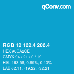 カラーコード: RGB 12 162.4 206.4 | qconv.com