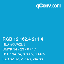 カラーコード: RGB 12 162.4 211.4 | qconv.com