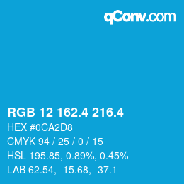 カラーコード: RGB 12 162.4 216.4 | qconv.com