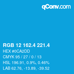 カラーコード: RGB 12 162.4 221.4 | qconv.com