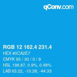 カラーコード: RGB 12 162.4 231.4 | qconv.com