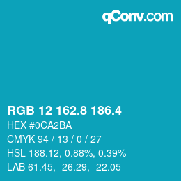 カラーコード: RGB 12 162.8 186.4 | qconv.com