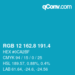 カラーコード: RGB 12 162.8 191.4 | qconv.com