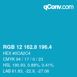 カラーコード: RGB 12 162.8 196.4 | qconv.com