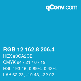 カラーコード: RGB 12 162.8 206.4 | qconv.com