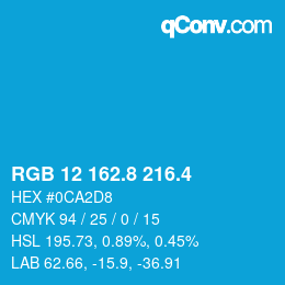 カラーコード: RGB 12 162.8 216.4 | qconv.com