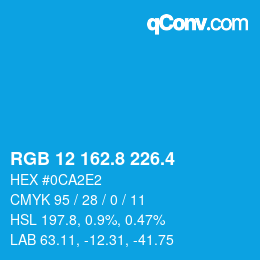 カラーコード: RGB 12 162.8 226.4 | qconv.com