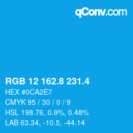 カラーコード: RGB 12 162.8 231.4 | qconv.com