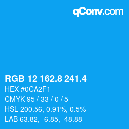 カラーコード: RGB 12 162.8 241.4 | qconv.com