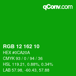 カラーコード: RGB 12 162 10 | qconv.com