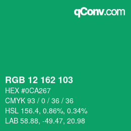 颜色代码: RGB 12 162 103 | qconv.com