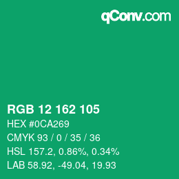 颜色代码: RGB 12 162 105 | qconv.com