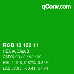 Color code: RGB 12 162 11 | qconv.com
