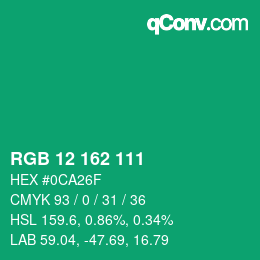 Color code: RGB 12 162 111 | qconv.com