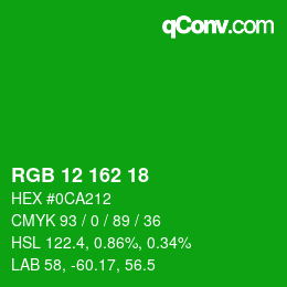 Color code: RGB 12 162 18 | qconv.com