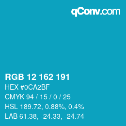 Color code: RGB 12 162 191 | qconv.com