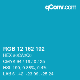 Color code: RGB 12 162 192 | qconv.com